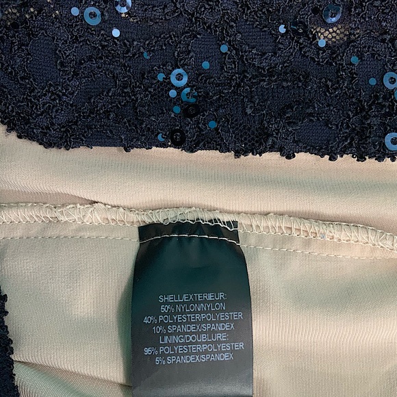 Belle by Badgley Mischka Stretch Lace Navy Cocktail Dress Size 10‎ fits 8 NWT - Picture 6 of 7